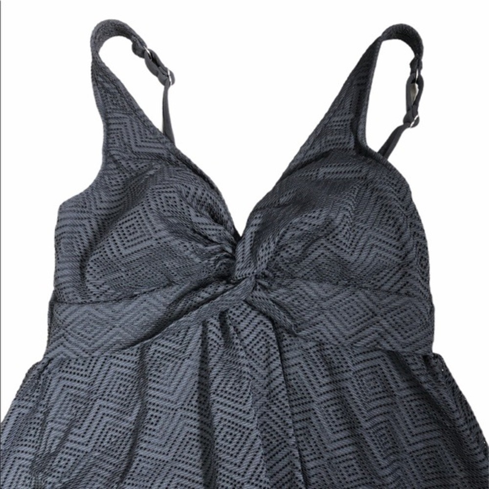 Swim Solutions Black Crochet Flyaway One-Piece Swimsuit sz 10 NWT - Picture 4 of 8